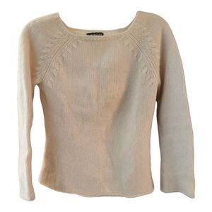 Ann Taylor Soft 100% Cashmere Cream Scoop Neck Sweater - Size S